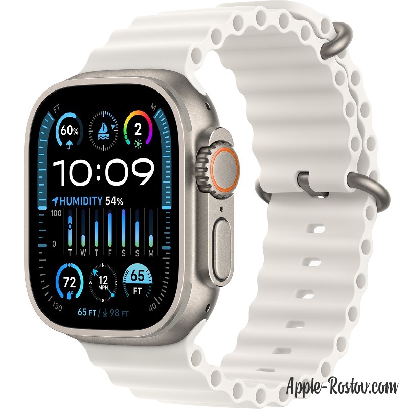 Apple Watch Ultra 2 (2023) 49mm Titanium Case ремешок White Ocean Band