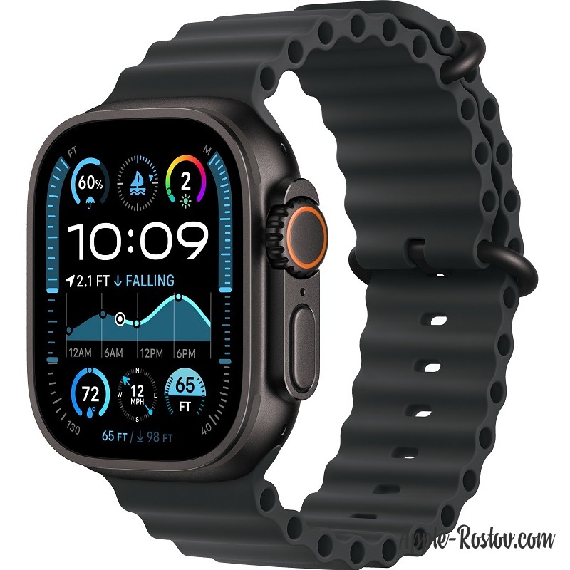 Apple Watch Ultra 2 Black (2024) 49mm Titanium Case ремешок Black Ocean Band