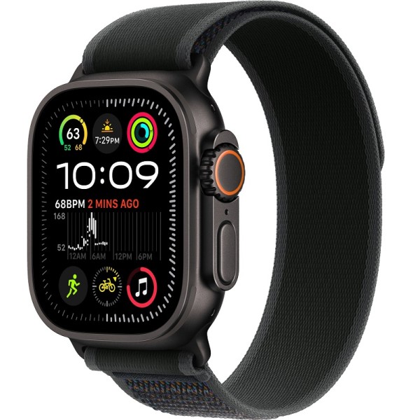 Apple Watch Ultra 2 Black (2024) 49mm Titanium Case ремешок Black Trail