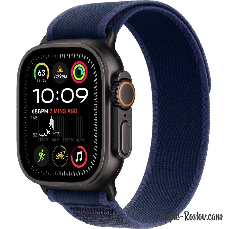 Apple Watch Ultra 2 Black (2024) 49mm Titanium Case ремешок Blue Trail