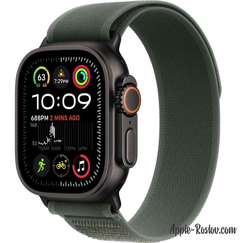 Apple Watch Ultra 2 Black (2024) 49mm Titanium Case ремешок Green Trail