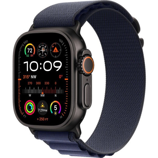 Apple Watch Ultra 2 Black (2024) 49mm Titanium Case ремешок Navy Alpine loop