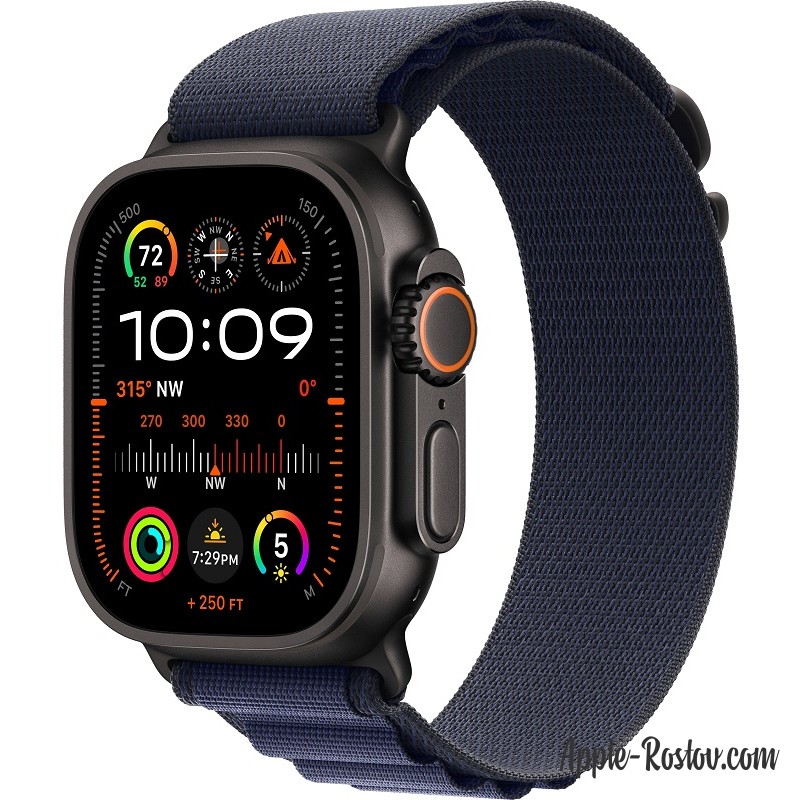 Apple Watch Ultra 2 Black (2024) 49mm Titanium Case ремешок Navy Alpine loop