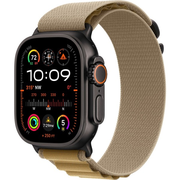 Apple Watch Ultra 2 Black (2024) 49mm Titanium Case ремешок Tan Alpine loop