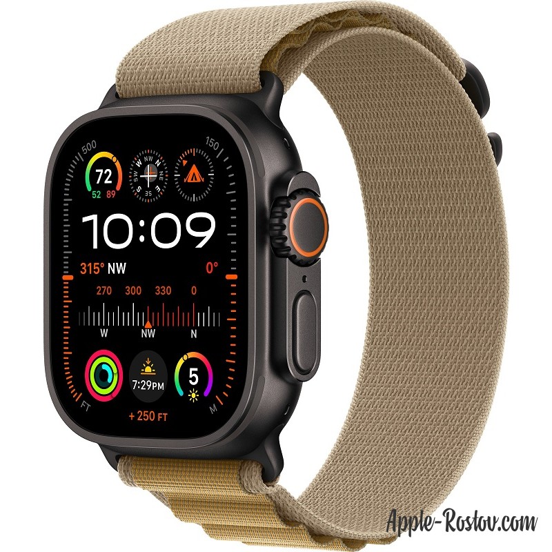 Apple Watch Ultra 2 Black (2024) 49mm Titanium Case ремешок Tan Alpine loop