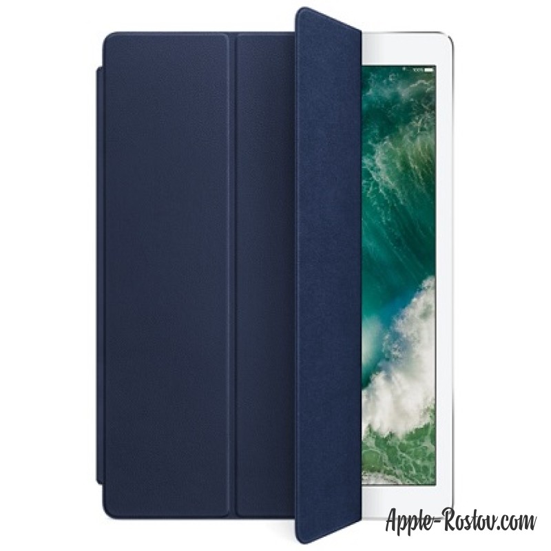 Кожаная обложка Smart Cover для iPad Pro 12.9 тёмно-синего цвета