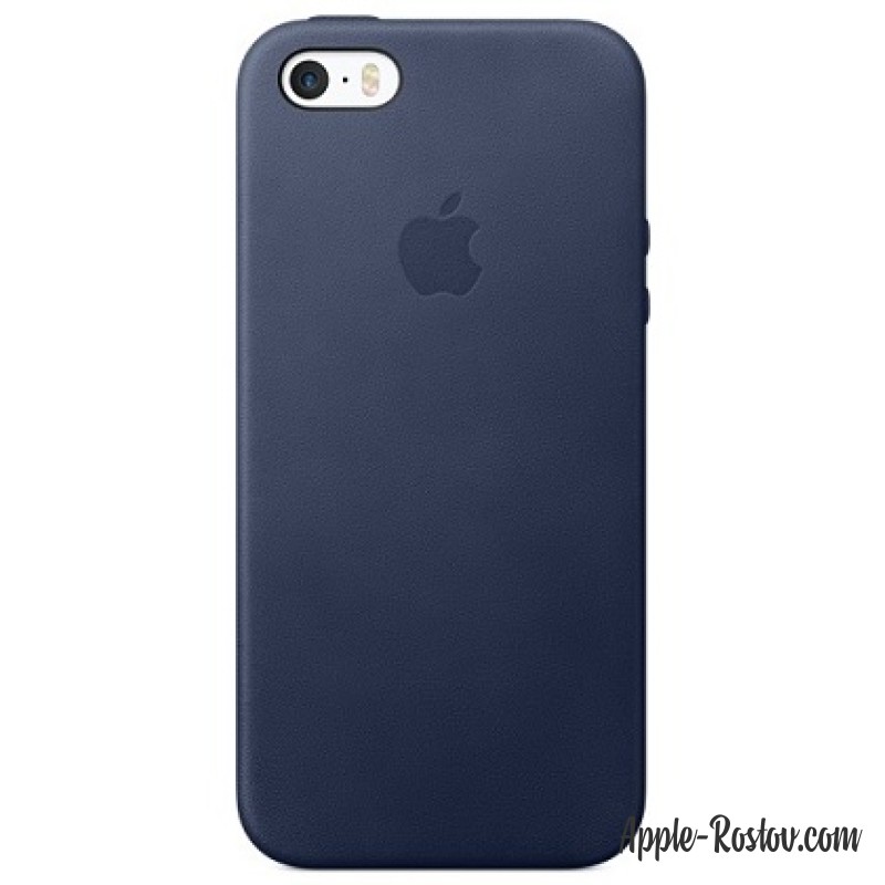 Кожаный чехол для iPhone 5/5s/SE тёмно-синего цвета