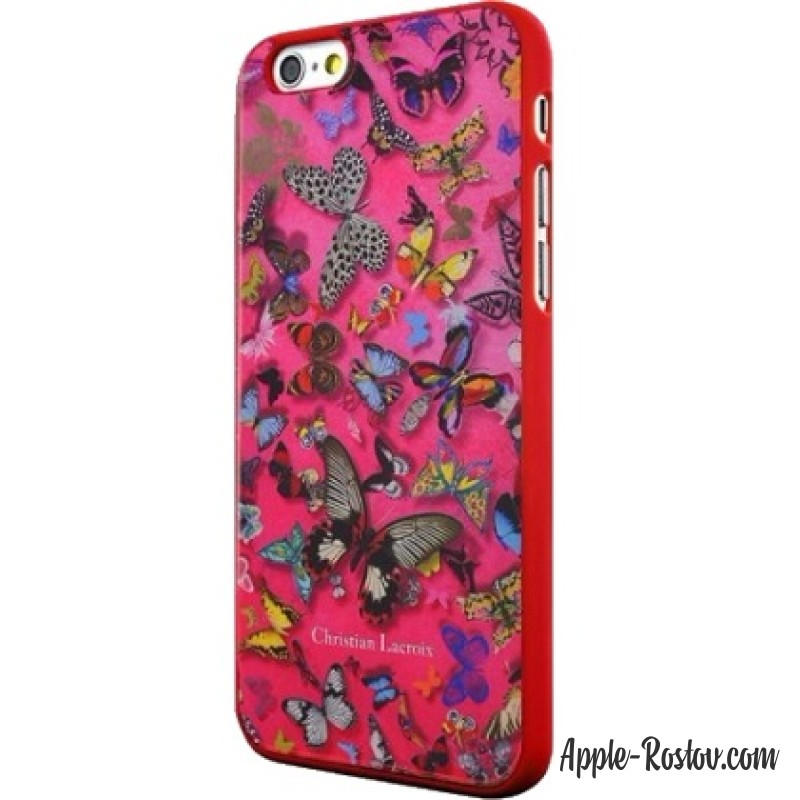 Пластиковый чехол розового цвета с изображением бабочек