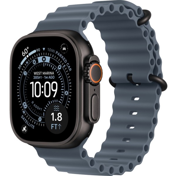 Apple Watch Ultra 3 (2025) 49mm Black Titanium Case ремешок Anchor Blue Ocean Band
