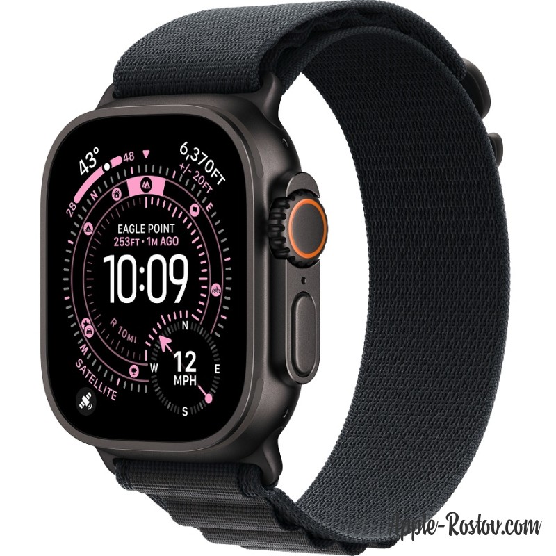 Apple Watch Ultra 3 (2025) 49mm Black Titanium Case ремешок Black Alpine loop
