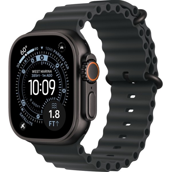 Apple Watch Ultra 3 (2025) 49mm Black Titanium Case ремешок Black Ocean Band