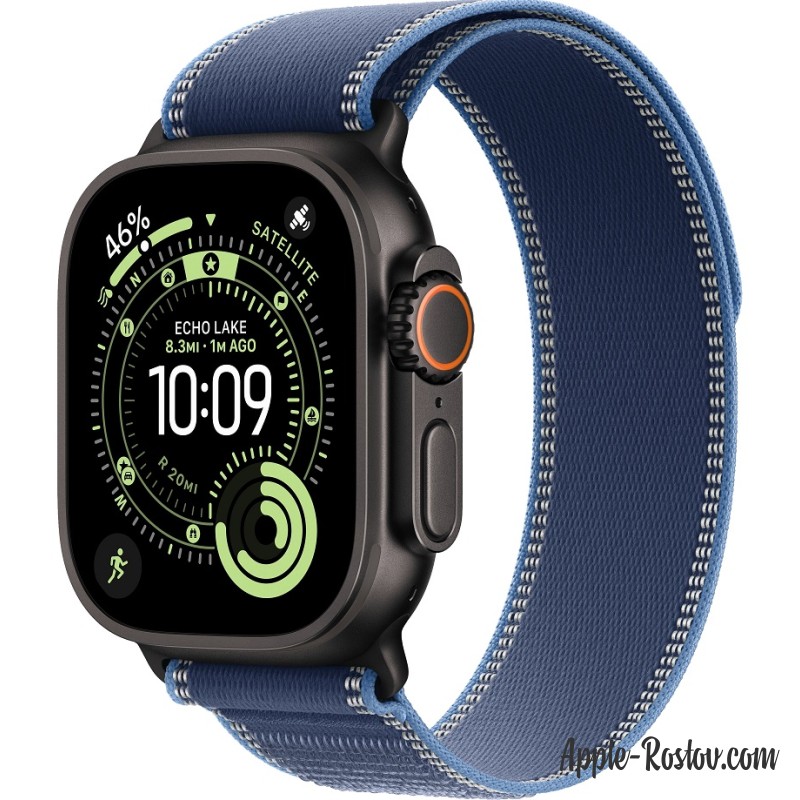 Apple Watch Ultra 3 (2025) 49mm Black Titanium Case ремешок Blue Bright Blue Trail