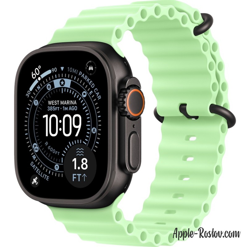 Apple Watch Ultra 3 (2025) 49mm Black Titanium Case ремешок Neon Green Ocean Band Apple Watch Ultra 3 (2025) 49mm Black Titanium Case ремешок Neon Green Ocean Band