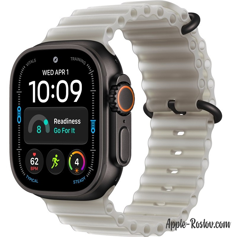Apple Watch Ultra 4 49mm Black ремешок Translucent Gray Ocean Band