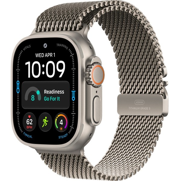 Apple Watch Ultra 4 49mm Natural ремешок Natural Titanium Milanese Loop