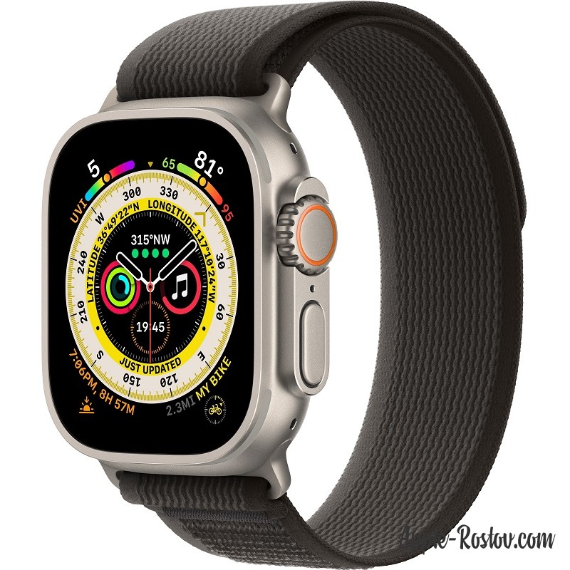 Apple Watch Ultra 49mm Titanium Case ремешок Black Gray Trail