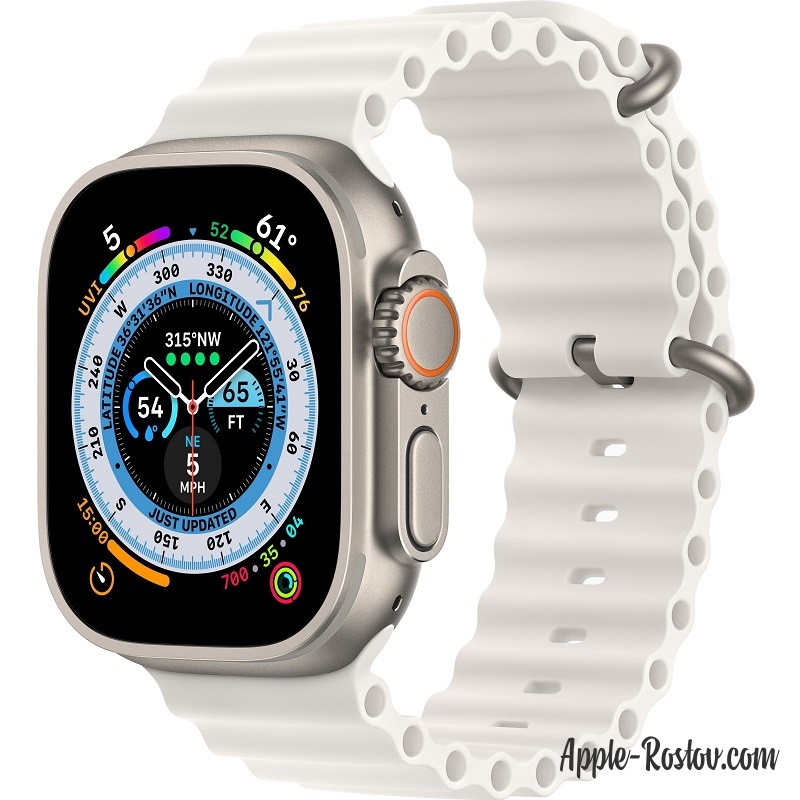 Apple Watch Ultra 49mm Titanium Case ремешок White Ocean Band