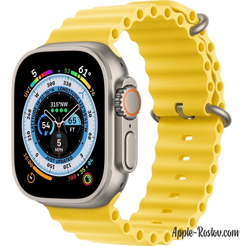 Apple Watch Ultra 49mm Titanium Case ремешок Yellow Ocean Band