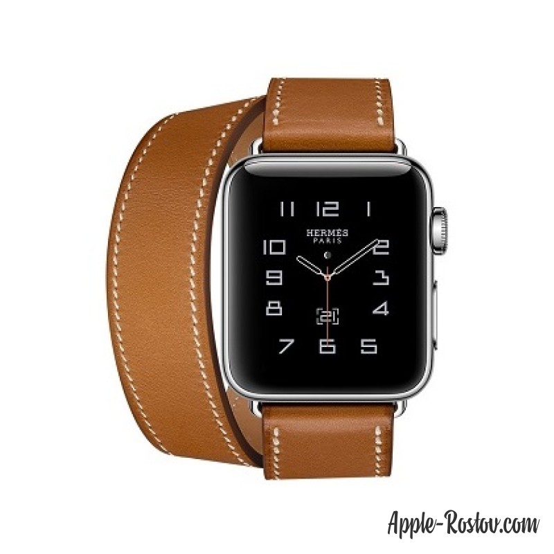 Apple Watch Hermes 38 mm silver/Double Tour Barenia leather Fauve colors