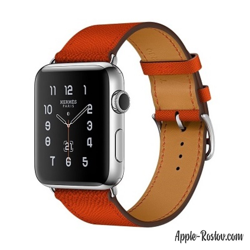 Apple Watch Hermes 42 mm silver/Simple Tour leather Epsom color Feu